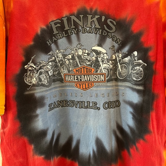 Vintage 90s HARLEY DAVIDSON tie dye hog clown OHIO men’s T-shirt | XL - Picture 4 of 9